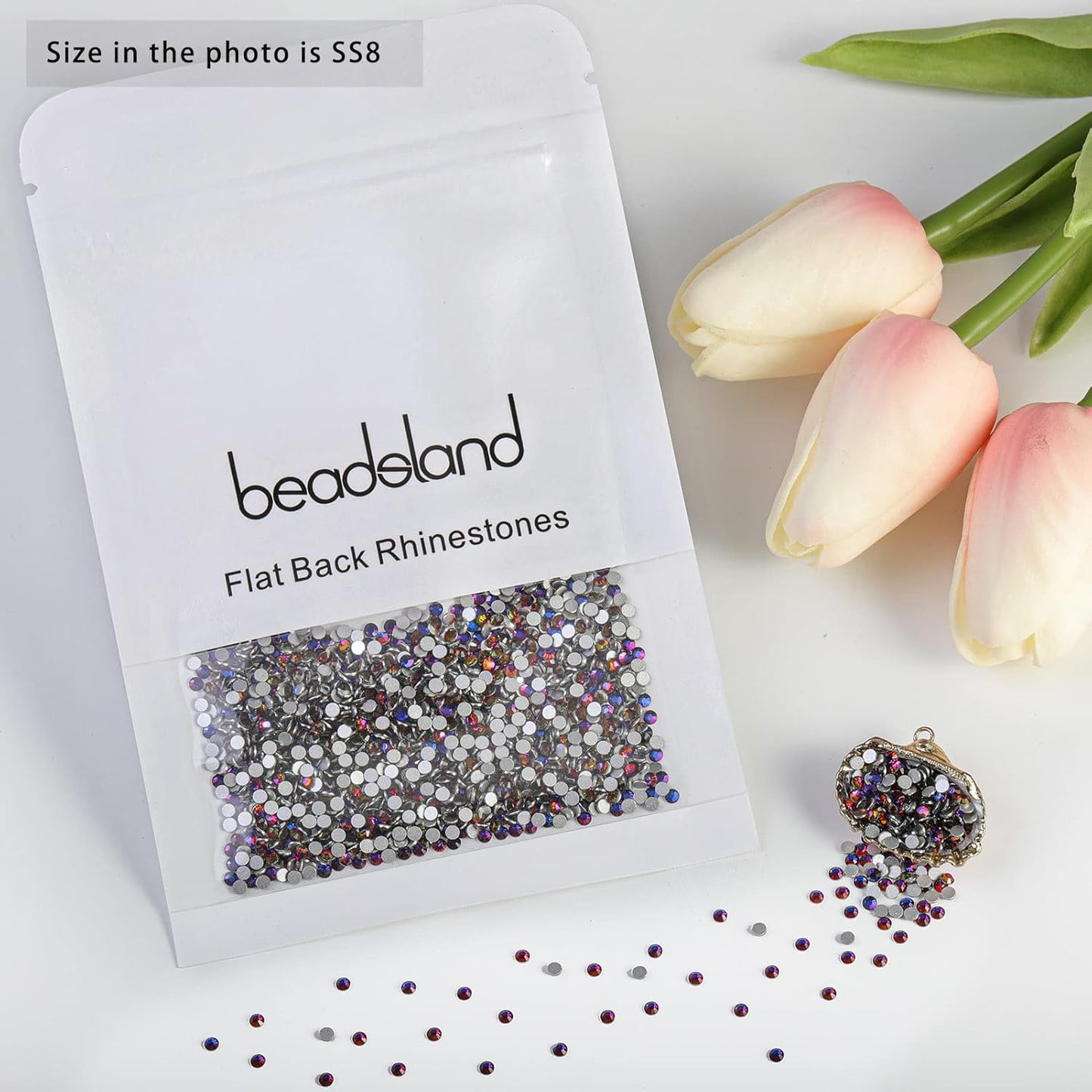 beadsland Flat Back Crystal Rhinestones Round Gems, Blue Volcano (2.3-2.5mm) SS8/1440pcs