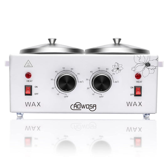 Double Wax Warmer Professional Electric Wax Heater Machine for Hair Removal, Dual Waxing Pot Paraffin Facial Skin Body SPA Salon Equipment with Adjustable Temperature Set