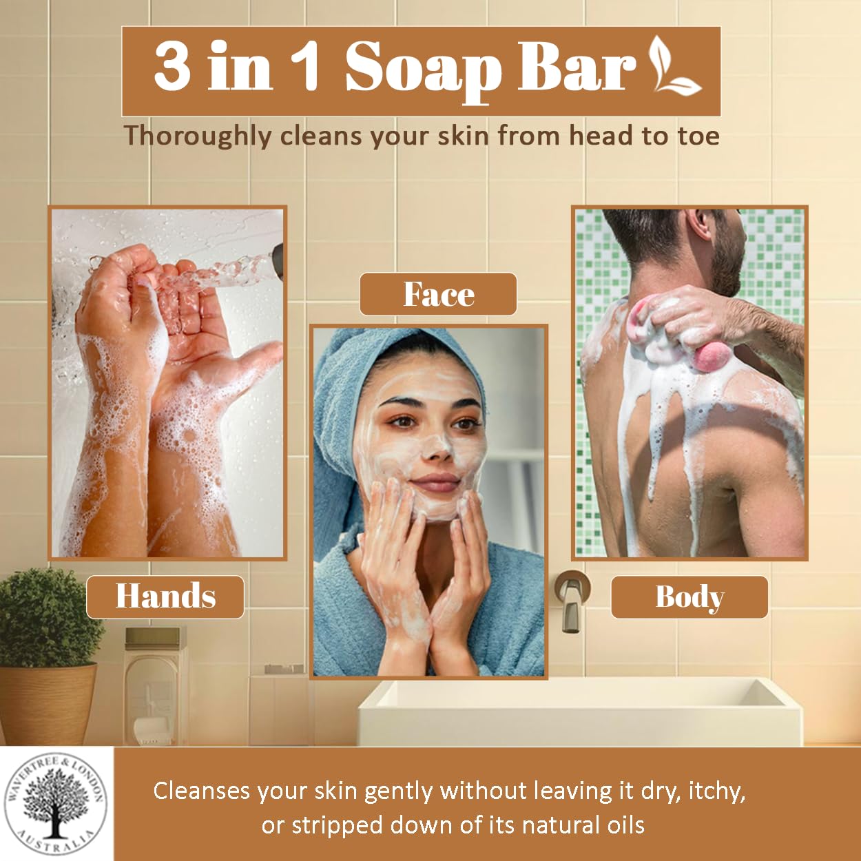 Wavertree & London Honey Almond Scented Natural Soap (8 Bars), 7oz Moisturizing French Triple Milled Soap Bars enriched with shea butter - Pure Plant Oil Bath & Body Bars for All Skin Types