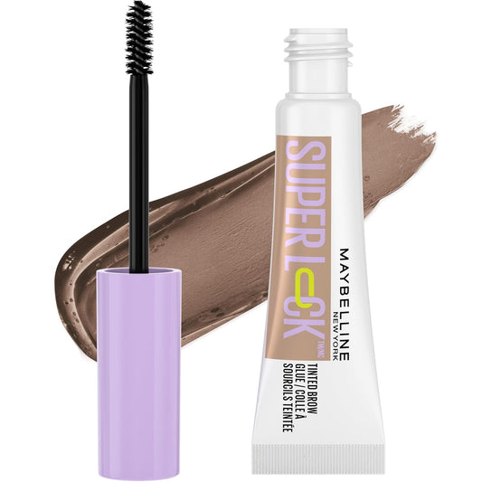 Maybelline Super Lock Brow Glue Eyebrow Gel, Lightweight and Waterproof Tinted Brow Gel For Up To 24HR Hold, Taupe, 1 Count