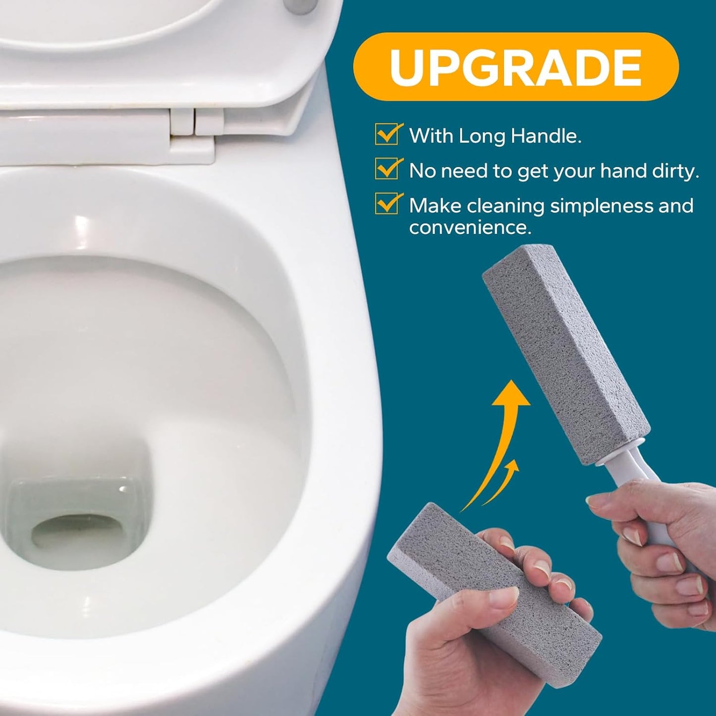 Emycool Pumice Stone Toilet Bowl Cleaner, 8 Pack Toilet Pumice Stone with Handle for Toilet Cleaning, Bathtubs, Sinks, Swimming Pools, Grills