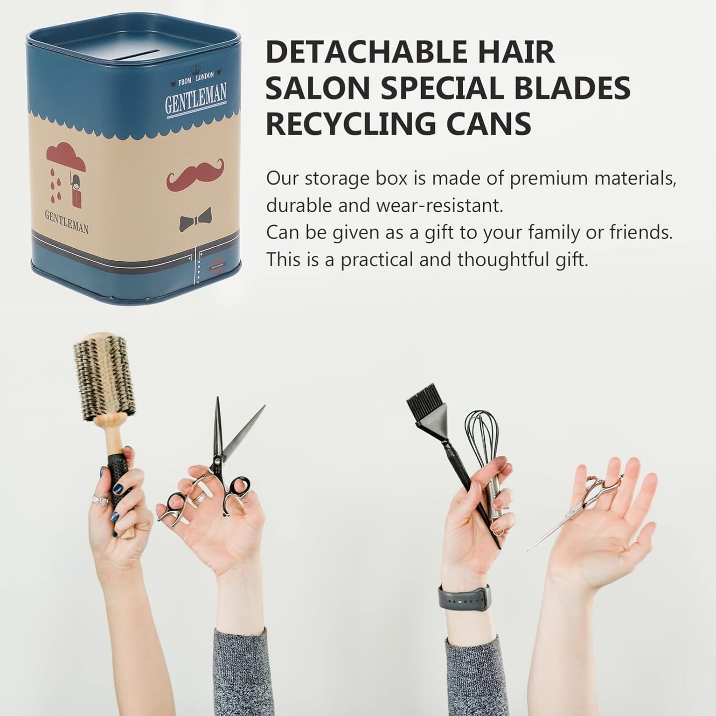 Beaupretty Razor Disposal Case Stainless Steel Safety Razor Disposer Razor Bank Storage Container for Safety Razor Storagement Blue