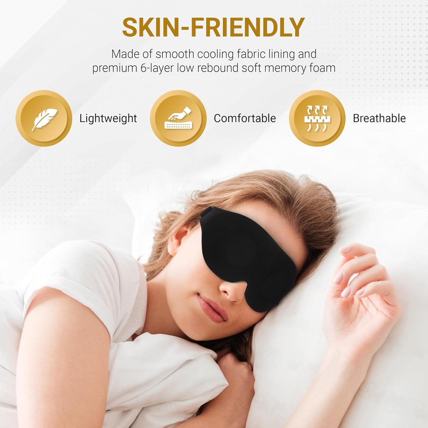 3D Sleep Mask with Travel Storage Bag – Blackout Eye Mask for Sleeping, Side Sleepers & Travel – Soft Memory Foam, Adjustable Strap, Lightweight & Comfortable Fit