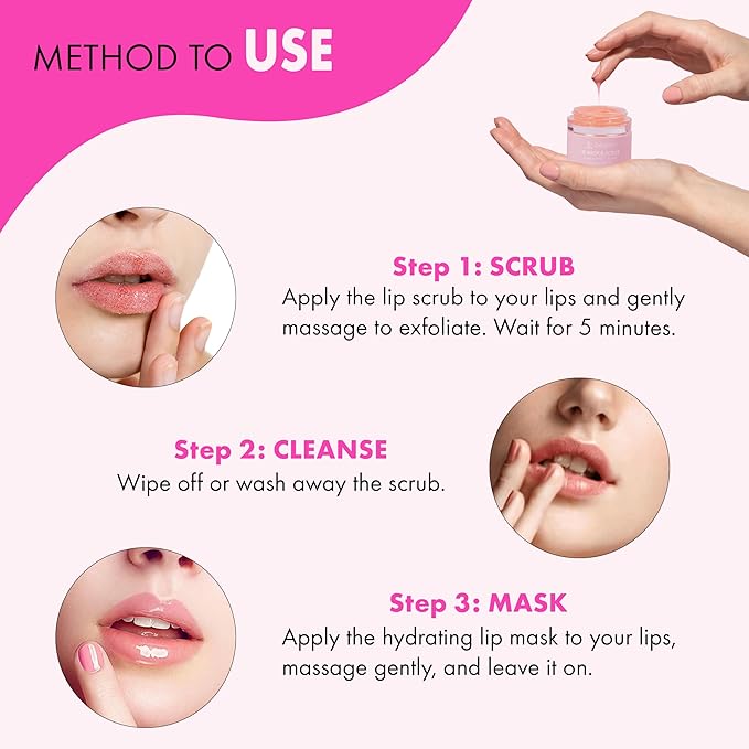 Lip Mask Overnight - Lip Sleeping Mask and Lip Scrub Exfoliator, Scrubber, Moisturizer, Balm and Hydrator for Lip Care, Therapy, Butter, Repair and Treatment for Dry, Cracked Lips
