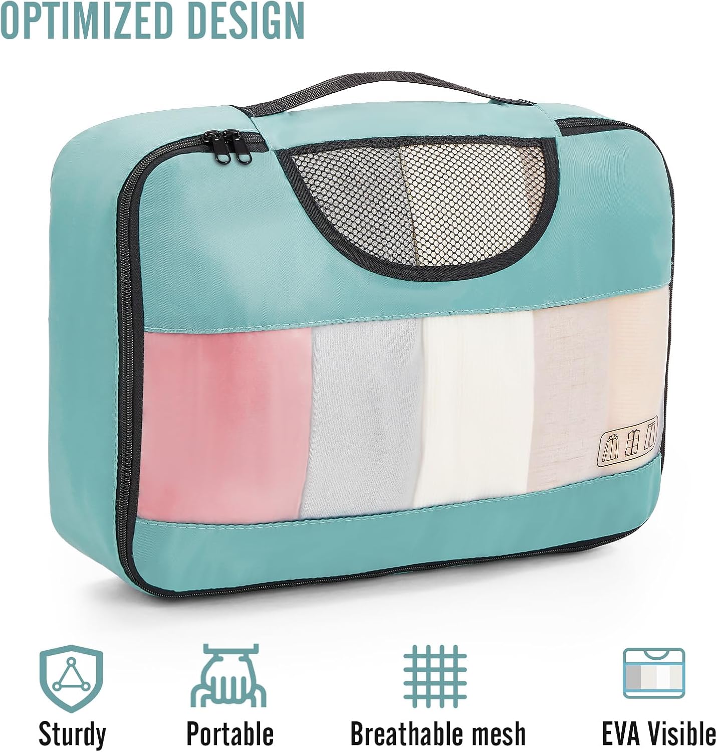 Veken 8 Set Packing Cubes for Travel Essentials, Suitcase Organizer Bags in 4 Sizes, Carry-On Luggage Accessories with Large Laundry & Hanging Toiletry Bag, Must-Have for Airplane, Road Trip & Camping