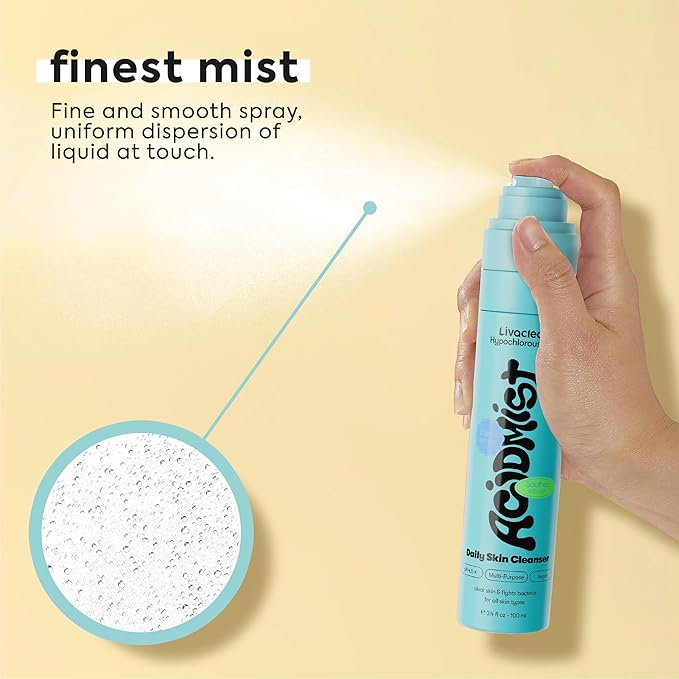 Hypochlorous Acid Spray for Face & Body - Helps Reduce Redness and Breakouts - Travel Size Hypochlorous Spray, Multi-Purpose Topical Facial Skin Repair, pH-Balancing Toner - TSA, Livaclean