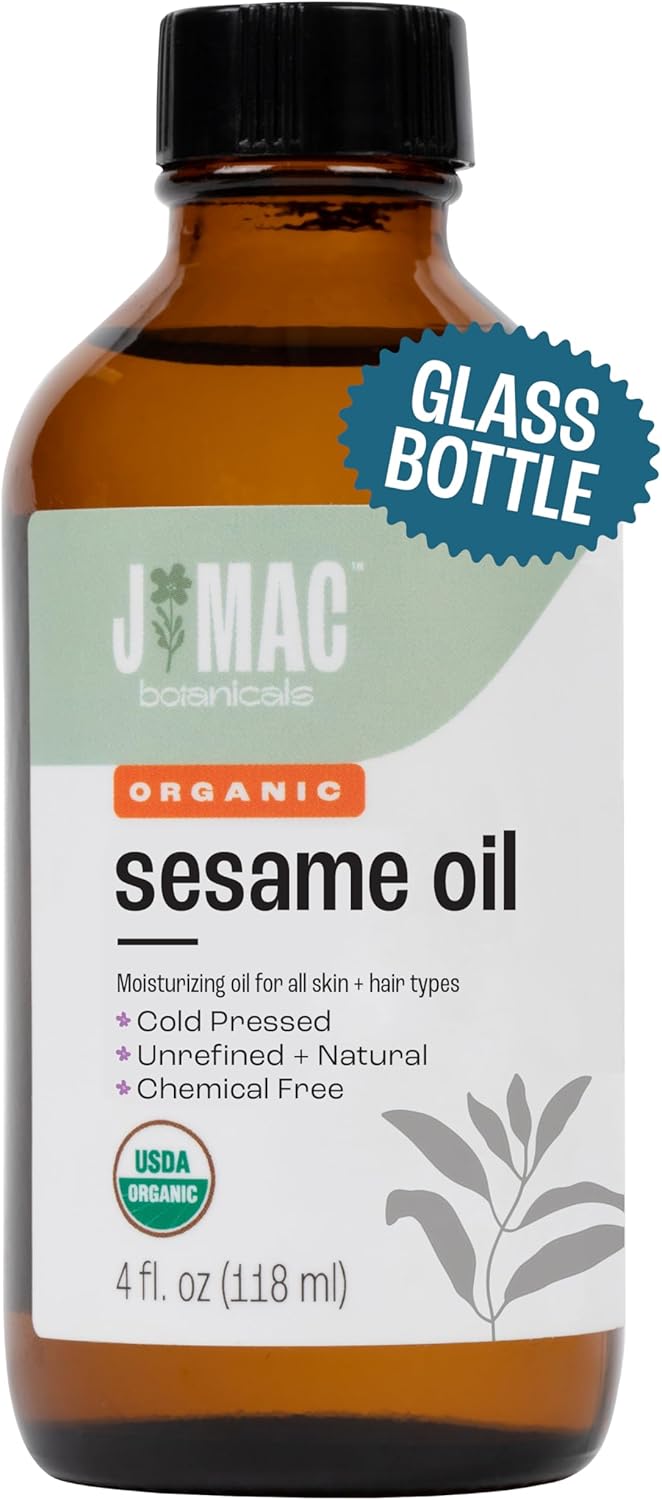 J MAC BOTANICALS Organic Sesame Oil Glass bottle