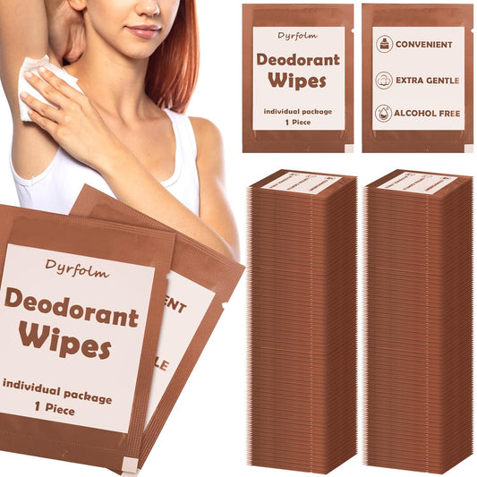 200 Pcs Underarm Deodorant Wipes, Individually Wrapped Antiperspirant, Sweat Body Wipes for Women Men Adults Sports Travel Essentials (Brown, 1 Count (Pack of 1))