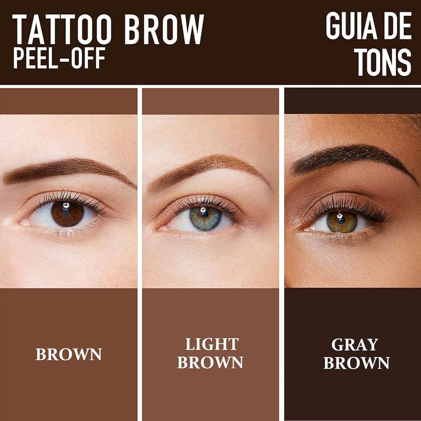 Tattoo Peel Off Eyebrow Gel Tint, Long Lasting Brow Tint, Transfer Proof and Waterproof Tint Peel Off Brow Gel, Last Up to 3 Days, For Fuller & Defined Brows Makeup, Light Brown
