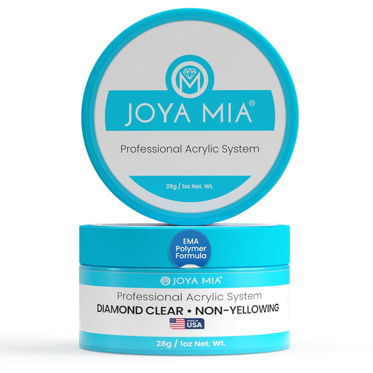 Joya Mia Acrylic Powder for Nails, MMA-Free, Super Adhesion Professional Powder for Flawless & Long-Lasting Nail Enhancements, Easy Application, Vibrant & Stunning Colors - Diamond Clear, 1 oz