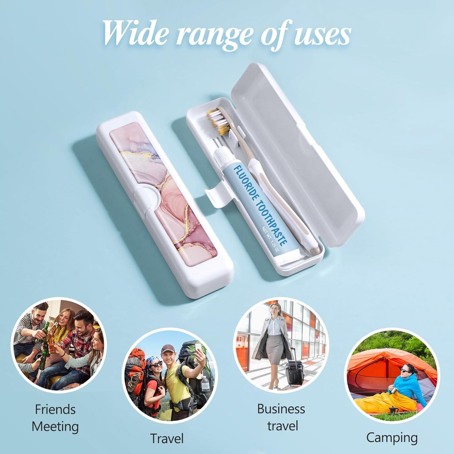 Toothbrush Travel Case - Colorful Pattern, Holder and Covers for Toothbrushes, Includes Tongue Scraper Case