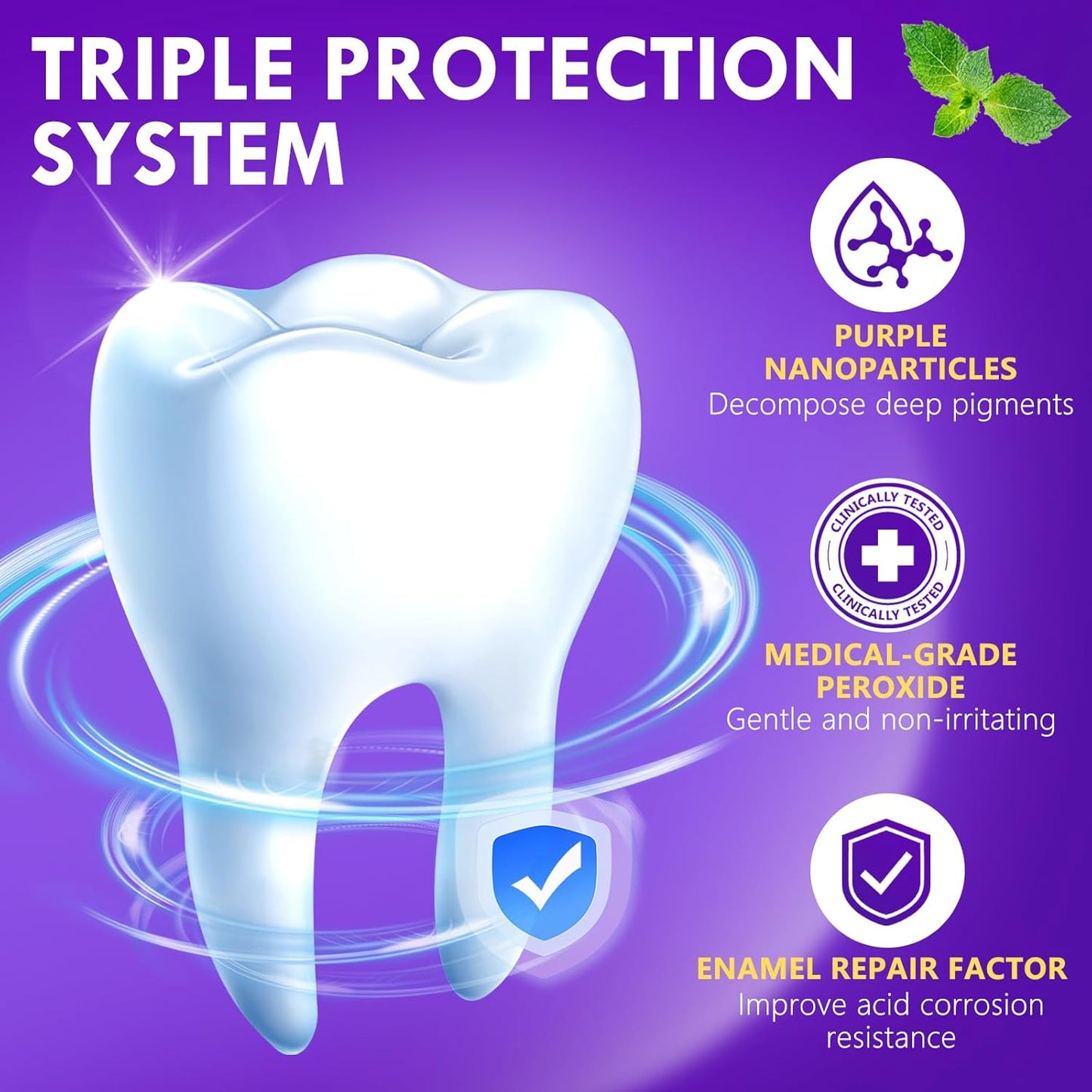 Teeth Whitening Pen 6 Pack, Professional Purple Teeth Whitening Gel for Rapid Stain Removal, No Sensitivity Formula for Sensitive Teeth, Mint Fresh Breath