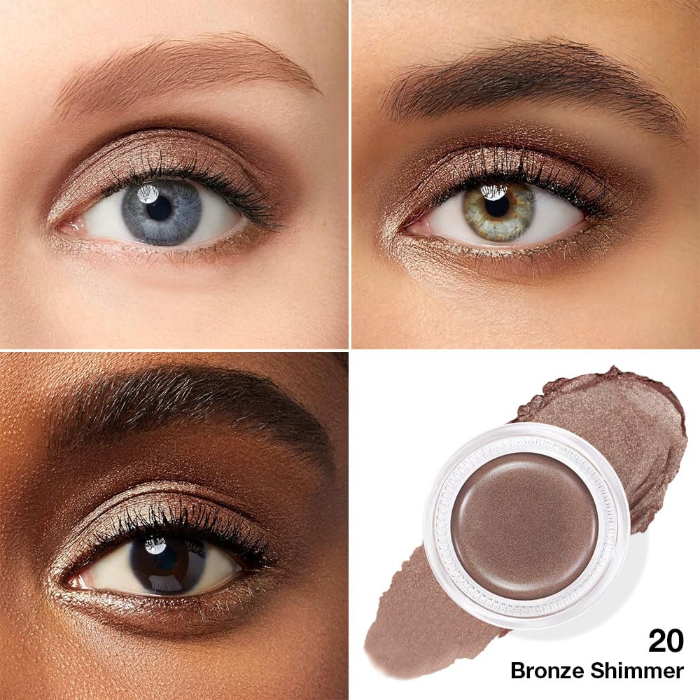 evpct Single Cream Eye Shadow Palette Pot Makeup for older Women, Bronze Shimmer Glitter Metallic Monochrome Cream to Powder Eyeshadow Palette Eye Brightener, High Pigment Waterproof Blendable, 20