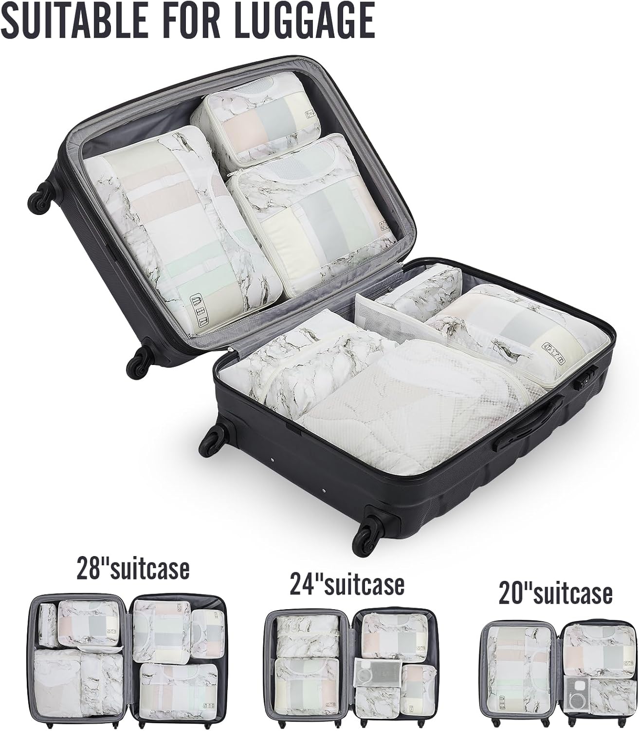 Veken 10 Set Packing Cubes for Travel Essential, Suitcase Organizer Bags in 4 Sizes, Carry-On Luggage Accessories with Large Laundry & Hanging Toiletry Bag, Must-Have for Airplane, Road Trip & Camping