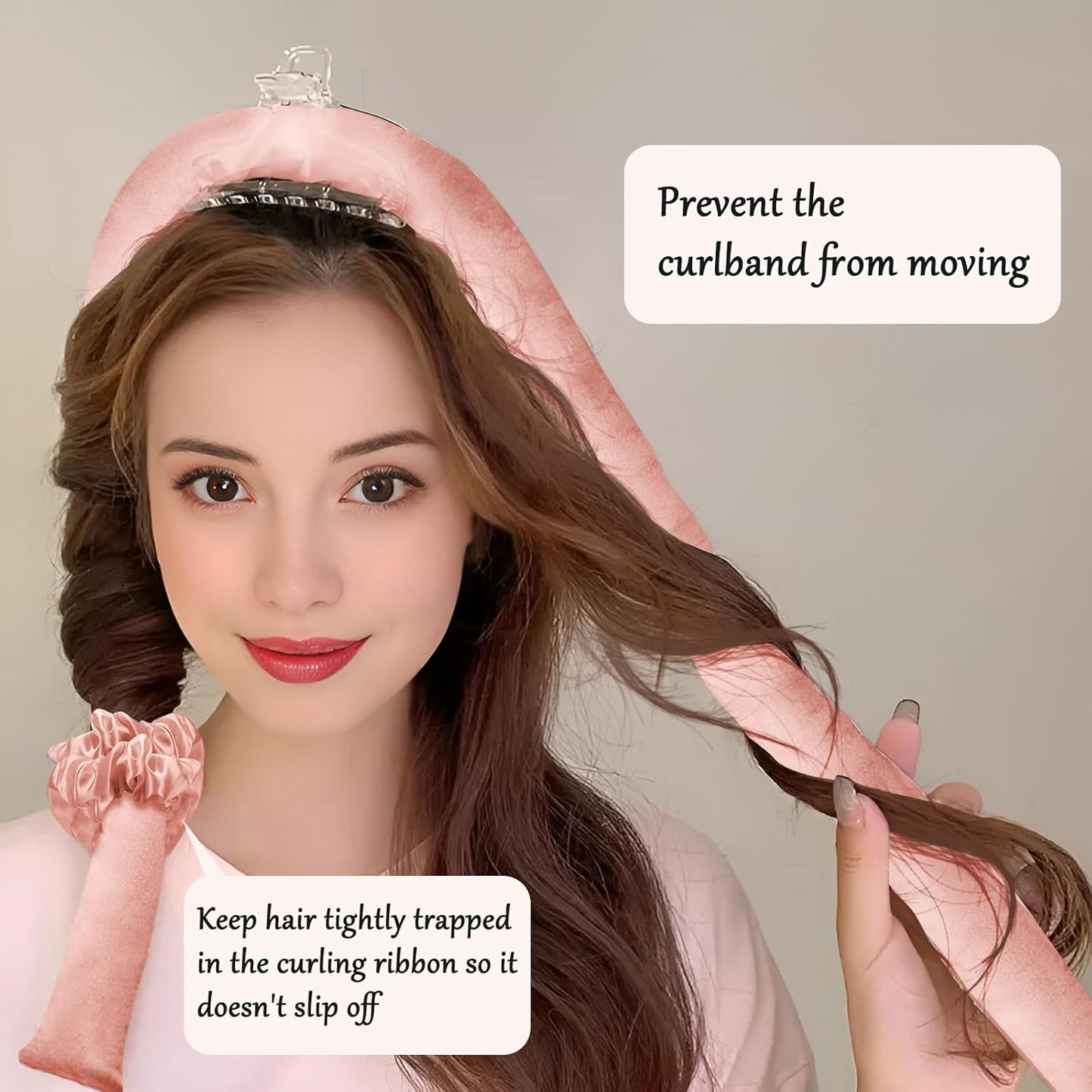 Satin Heatless Curling Set - Hair Rollers for Curls Heatless Hair Curlers & Hot Rollers Hair Curlers to Sleep in Curling Rod Headband Curler (Dreamy Rosy Clouds)
