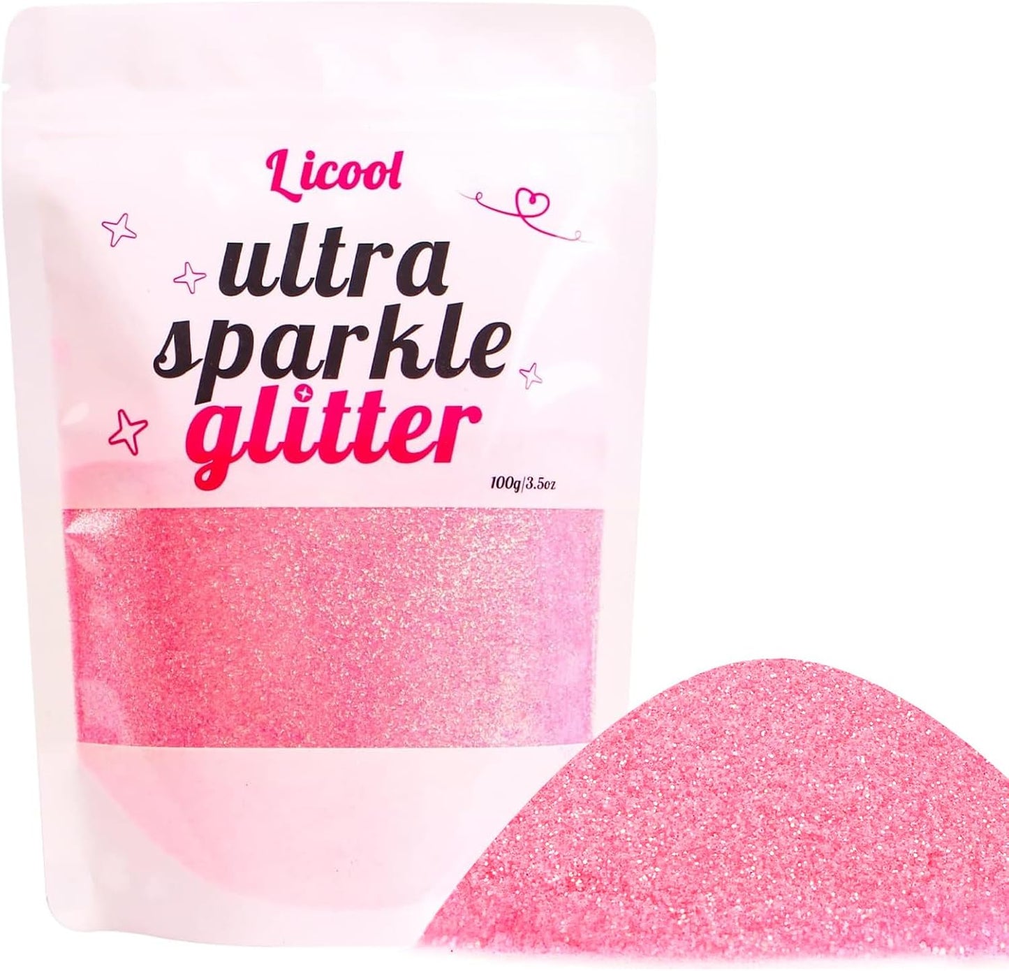 100g/3.5oz Pack Iridescent Rainbow Fine Glitter for DIY Craft, Extra Fine Glitter for Epoxy Resin, Glitter for Tumblers Making, Festival Decoration Makeup Body Eye Nail Art (Iridescent Love Pink)