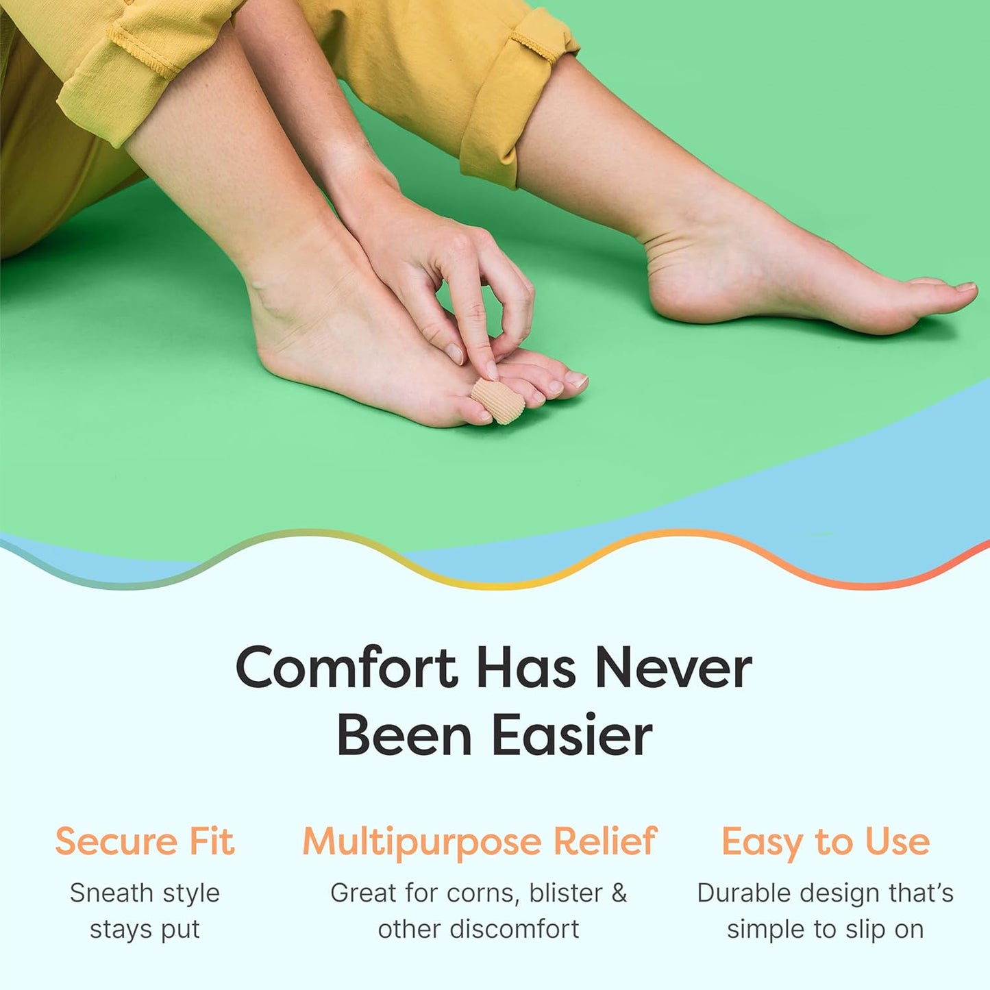 ZenToes Fabric Toe Protectors | Promotes Skin Hydration & Blister Prevention | Medical-Grade Gel Lining | Washable & Reusable Corn, Callus & Ingrown Toenail Relief Between Toes | Large, 5-Pack