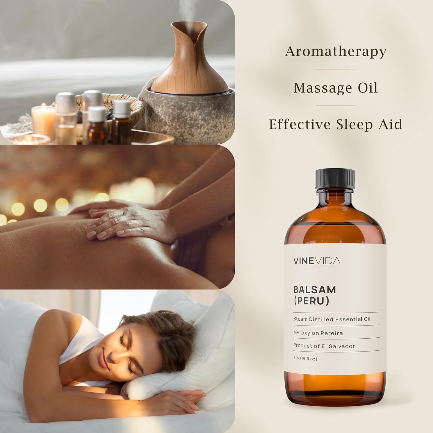 VINEVIDA Balsam Peru Essential Oil 16 oz - Undiluted for Candle Making and Soap Making - DIY Candle Scents - Safe for Skin