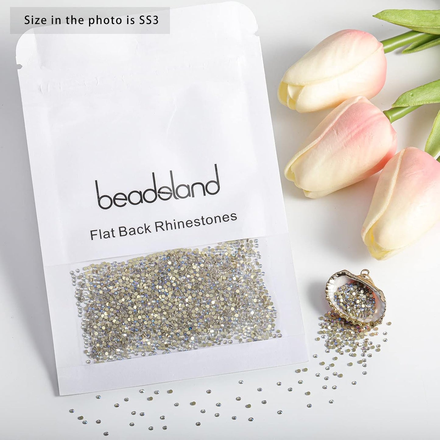 beadsland Flat Back Crystal Rhinestones Round Gems, Blue Moonlight (1.3-1.4mm) SS3/1440pcs