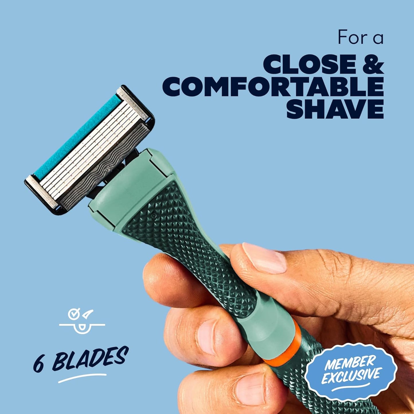 Dollar Shave Club | The Member Exclusive Shave Set | 4 Extra Close Refill Cartridges, 1 Handle (Green), 1 Shave Butter 3 ounce, 1 Razor Cover, Razors for Men