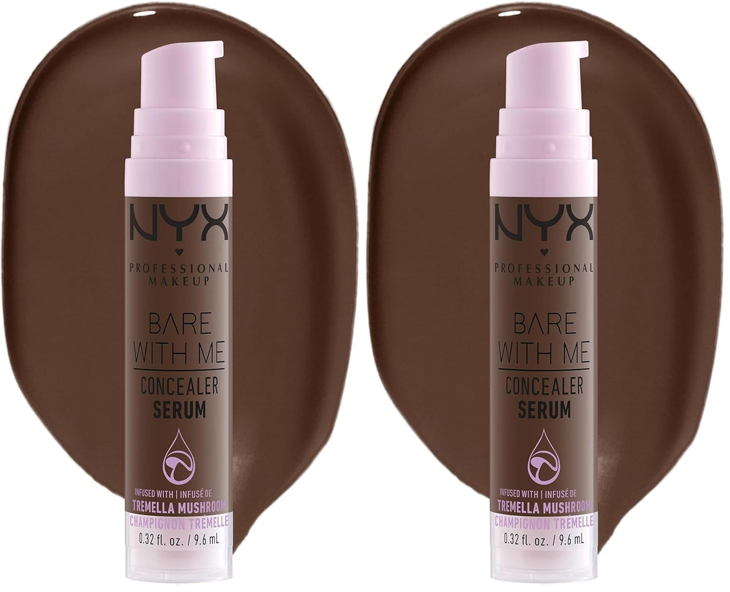 NYX PROFESSIONAL MAKEUP Bare With Me Concealer Serum, Up To 24Hr Hydration - Deep (Pack of 2)