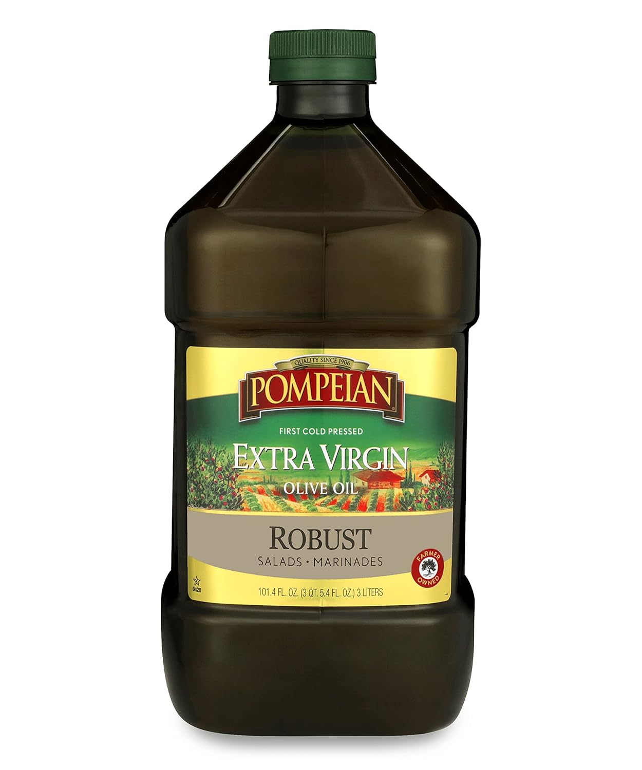 Pompeian Robust Extra Virgin Olive Oil, Contains Polyphenols, First Cold Pressed, 101 Fl Oz