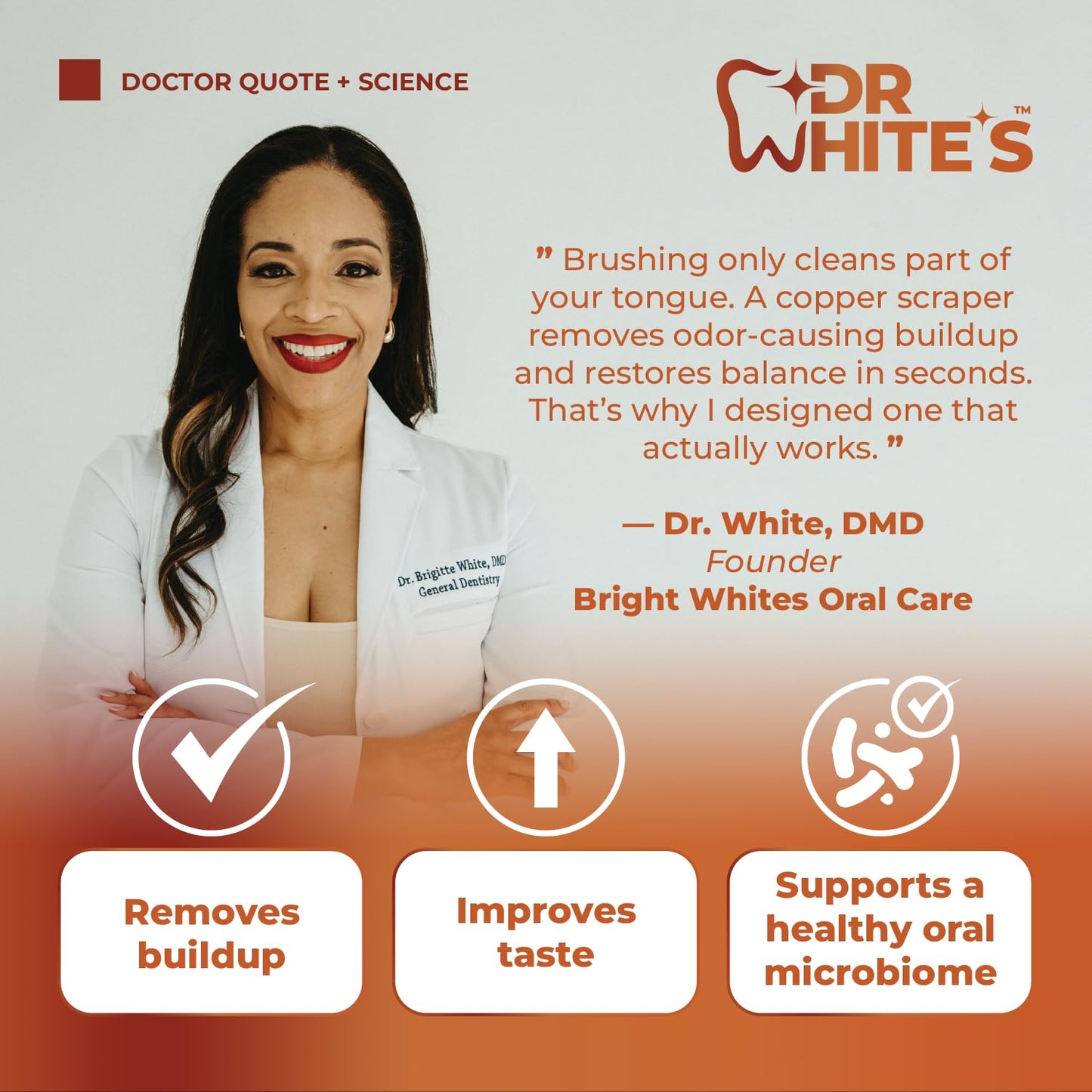 Dr. White’s Copper Tongue Scraper – Dentist-Designed Tongue Cleaner Tool for Fresh Breath, Dual-Grip, Rust-Resistant, Built to Last – 100% Forged Copper, For Adults & Kids