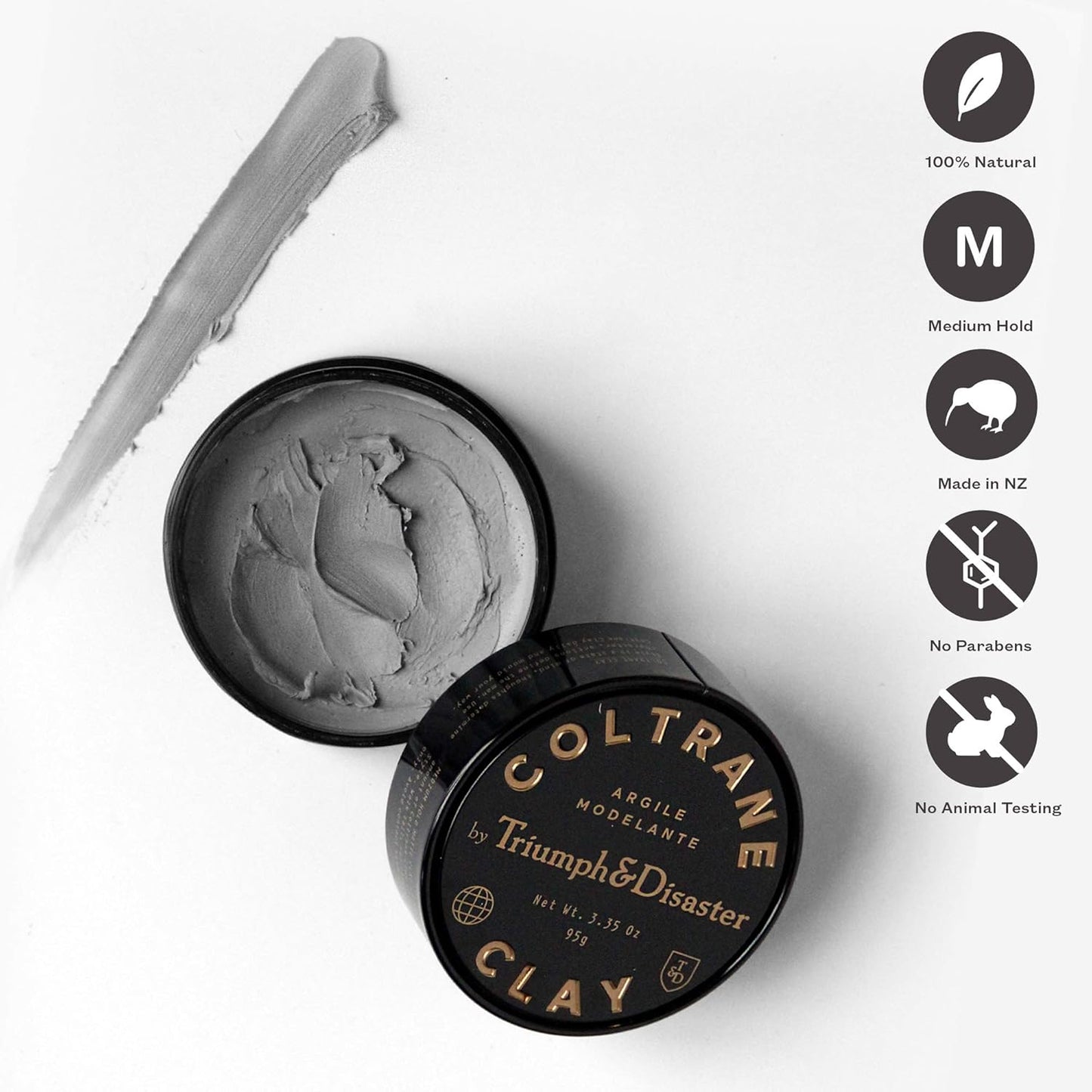 TRIUMPH & DISASTER Coltrane Hair Clay Pomade – Medium Hold, Matte Finish Styling Paste for Men and Women with Smoky Earth Scent, 95g