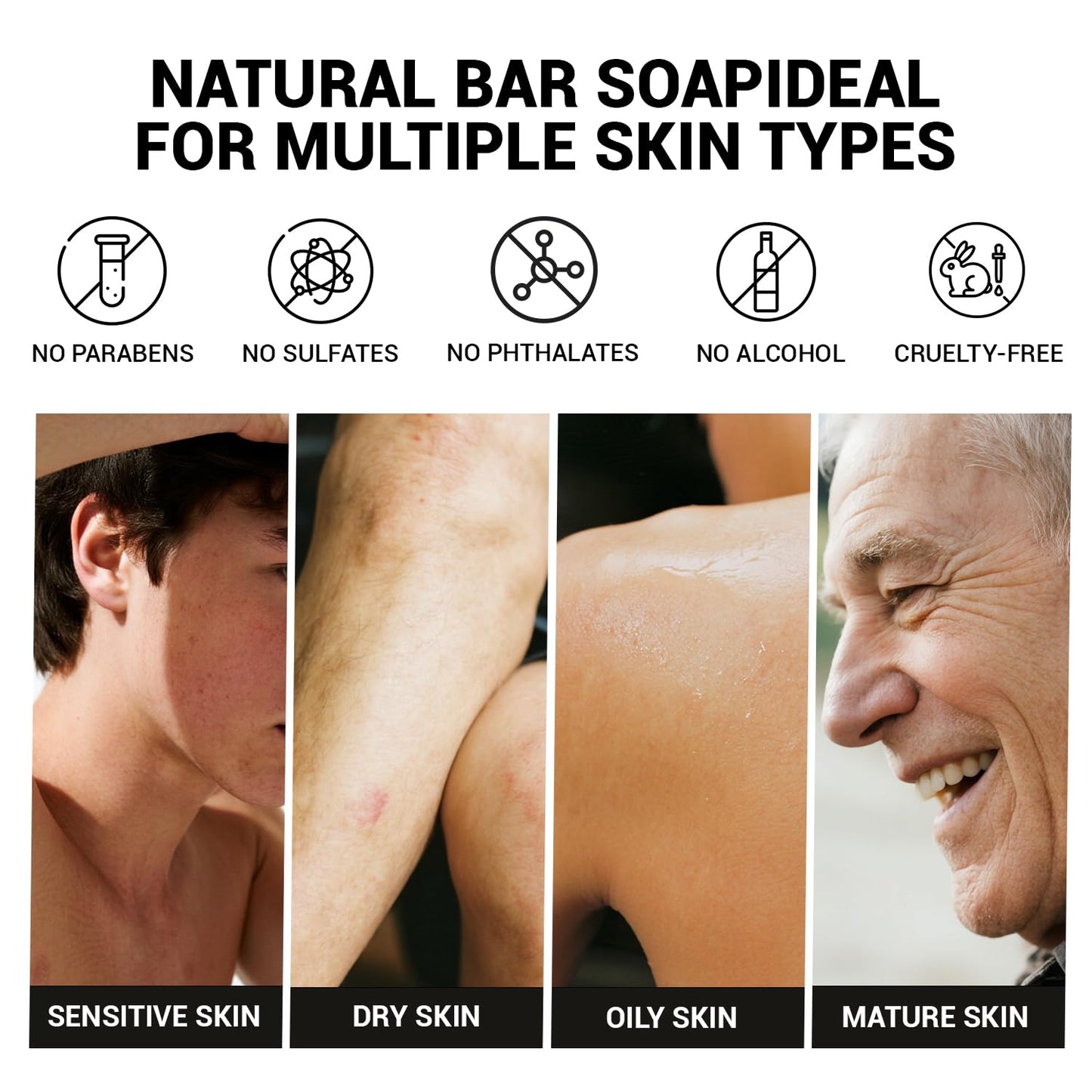 Rinse & Robust Mens Tea Tree Oil Soap Bar Set, 4Pcs Natural Handmade Tea Tree Soap with Shea Butter, Moisturizing & Exfoliating Bar Soap for Face Body Hands | 5.3 oz of 4 Bars