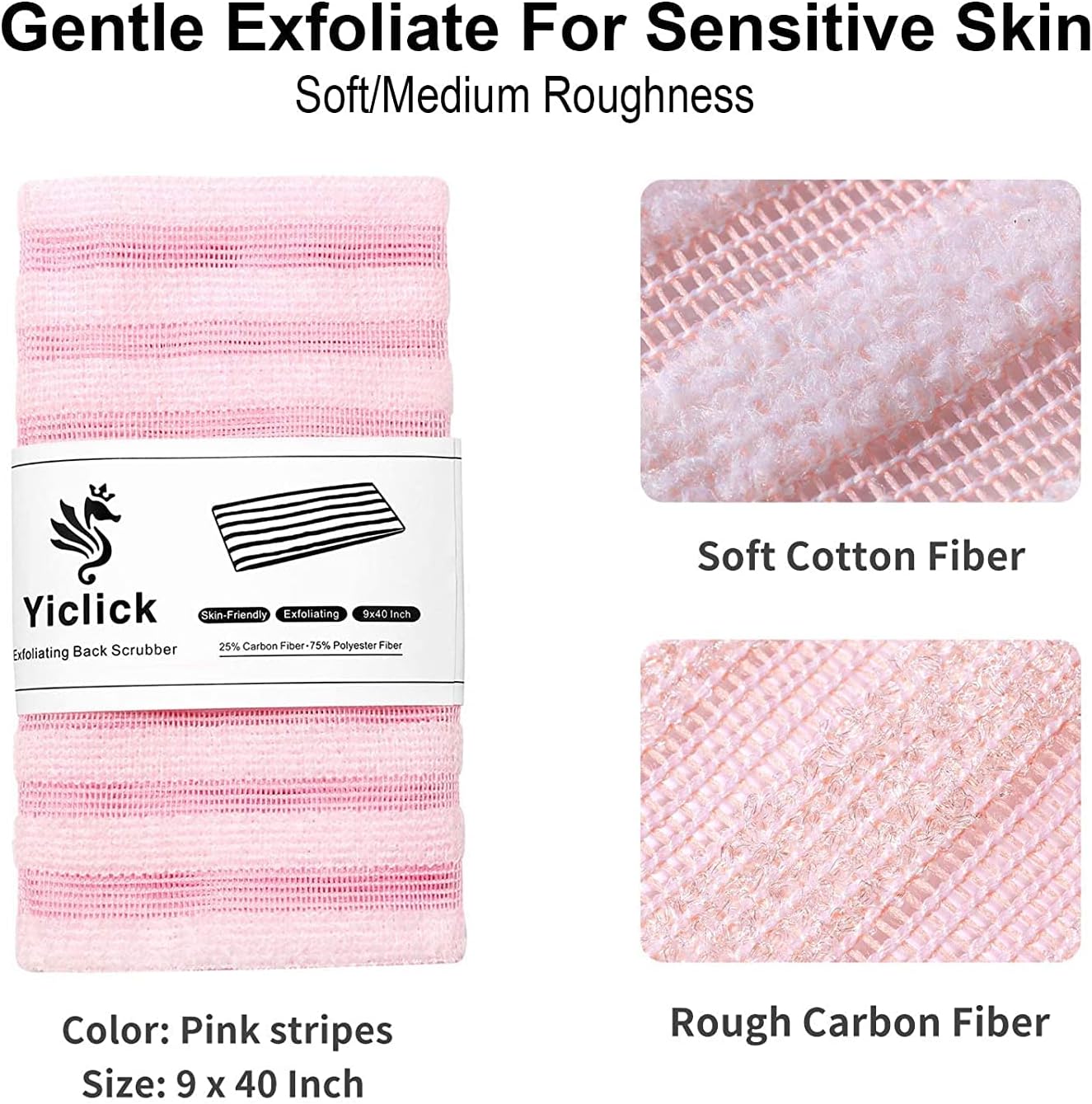 Yiclick Exfoliating Washcloth Towel - Exfoliating Body Scrubber, Loofah Wash Sponge - Korean & Japanse & African Washcloth - Soft + Rough Exfoliating Back Scrubber - for Senstive and Rough Skin