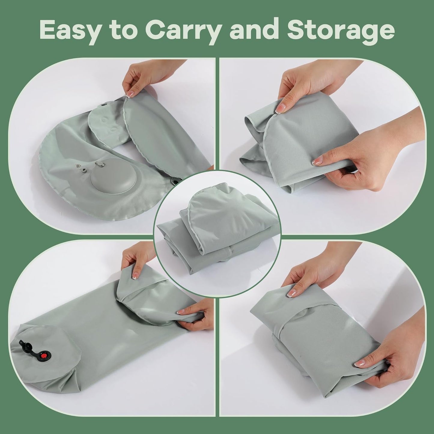 MABOZOO U-Shaped Full Body Bath Pillow for Tub 2 Pcs Inflatable Bathtub Bath Pillows with Adjustable Button for Shower, Neck Support Headrest & Leg Pillow for Relaxation Spa Soak in Bathtub