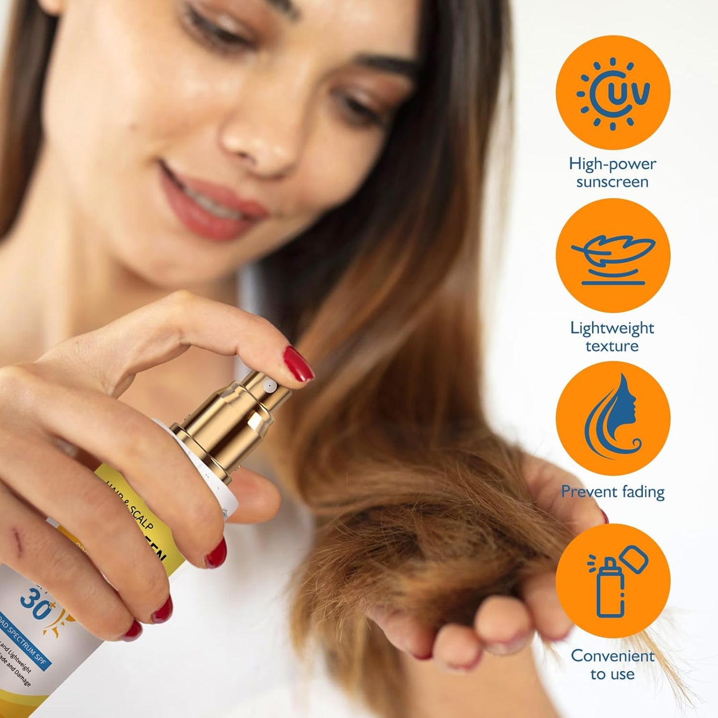 2PC Ultimate Hair & Scalp Sunscreen Spray SPF 30, Hair Sunscreen Spray UV Protection | Color-Lock UV Shield for Dyed/Highlighted | Beach & Pool Essentials | Defense Against Fade & Dryness