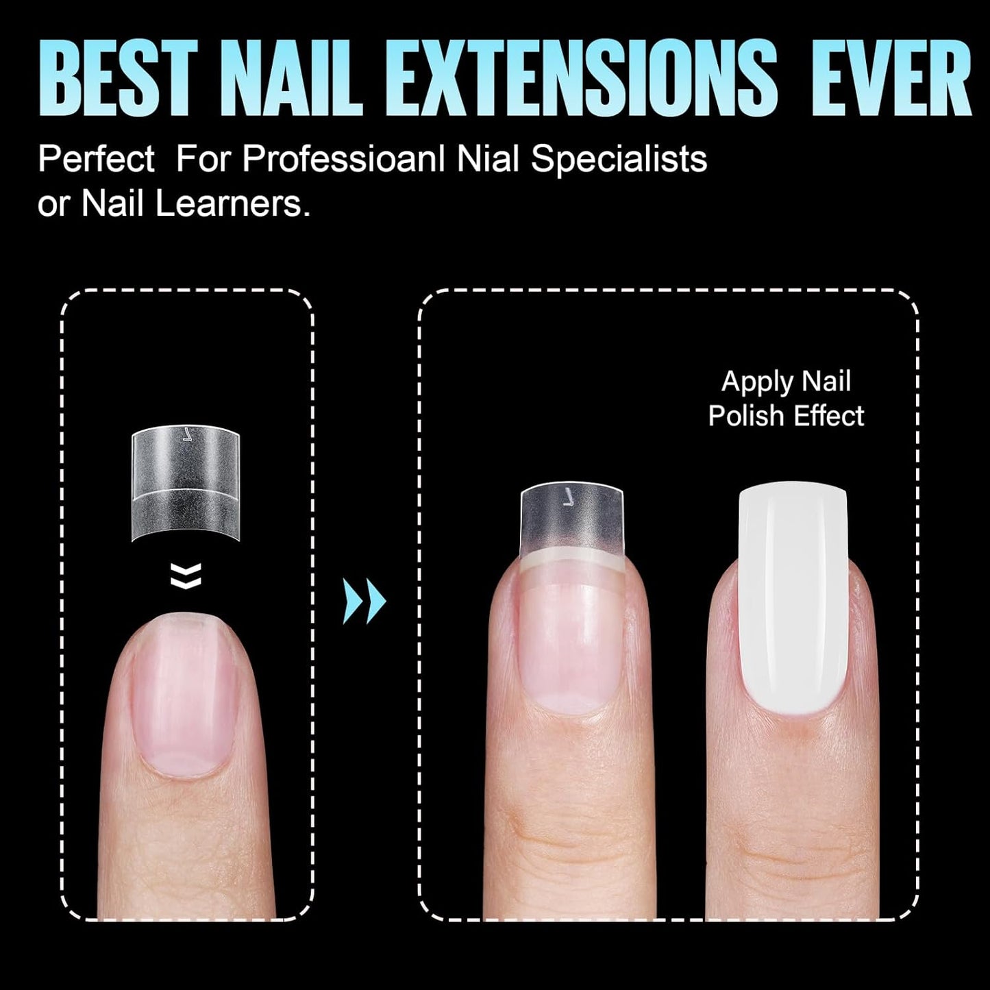 TOMICCA Short Square Nail Tips, Acrylic Half Cover Nail Tips, 10 Sizes Full Matte Gel No C Curve, Nail Extension Tips for Beginner and Professional 240Pcs