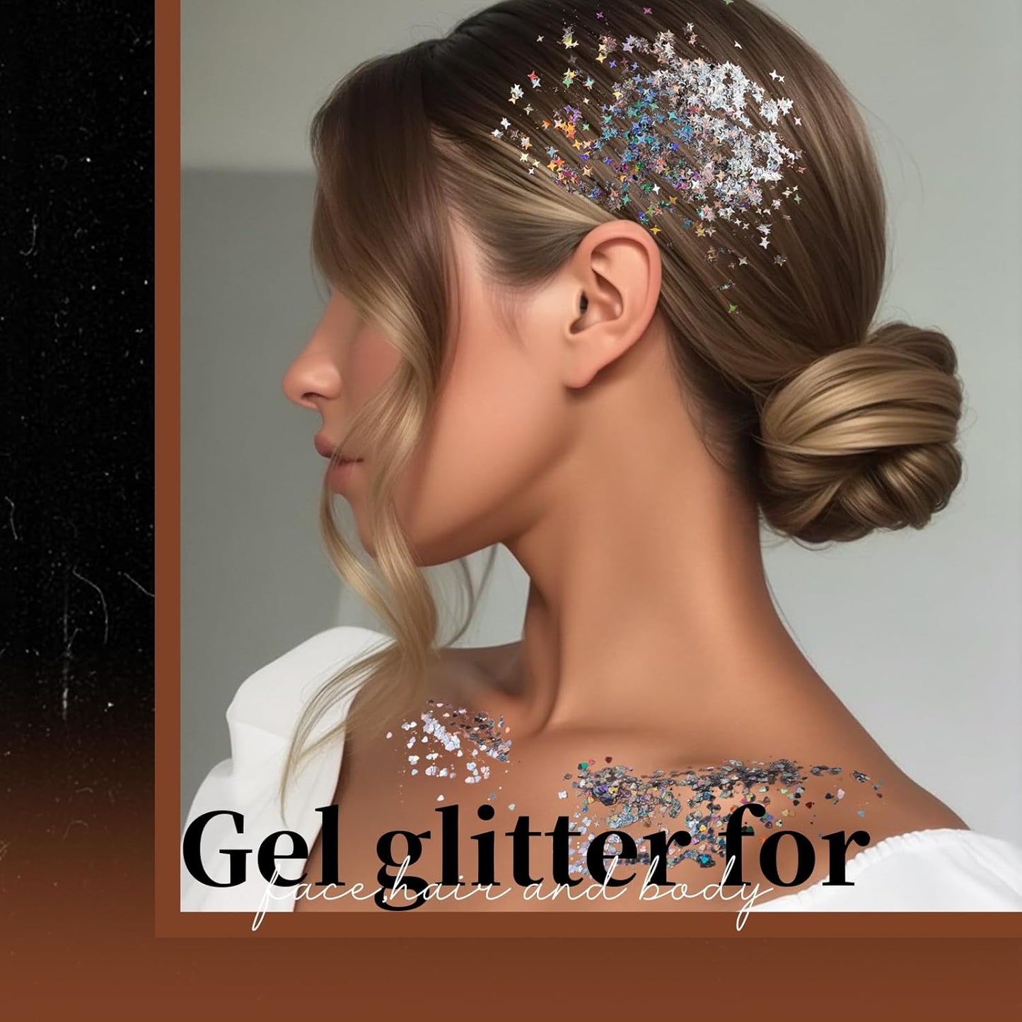 Teenitor Face Glitter, Sliver Body Glitter, Holographic Face and Body Glitter Gel for Women, Rave Glitter for Face, Hair, Eye and Body