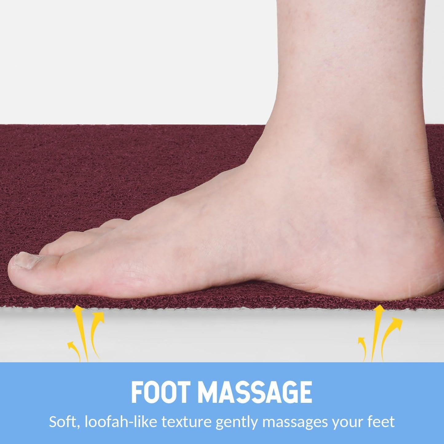 Non-Slip Bathtub Mat, 2 Pack Anti Slip Shower Mat, Fast Drying Bathtub Mats, Foot Scrubber Mat, Anti Slip Mat for Tub, Floor, Bathroom, Kitchen, Home, Hotel (Wine Red 24"×16"+24"×16")