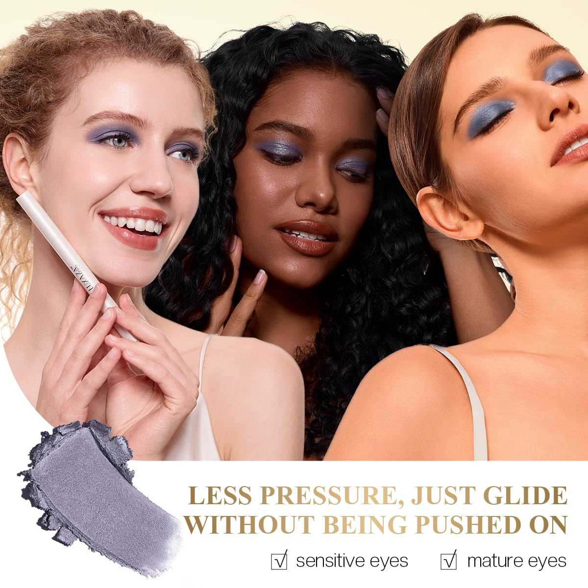 Eyeshadow Makeup Stick, Cream Shimmer, Eyeshadow Highlighter Makeup Eye Brightener Pencil Sticks Cosmetics, with Built-in Brush and Sharpener