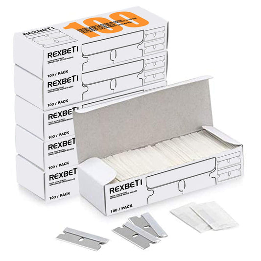 REXBETI 600PCS Single Edge Razor Blades, Industrial , Box Cutter Replacement Blades, Glass Scraper Blades