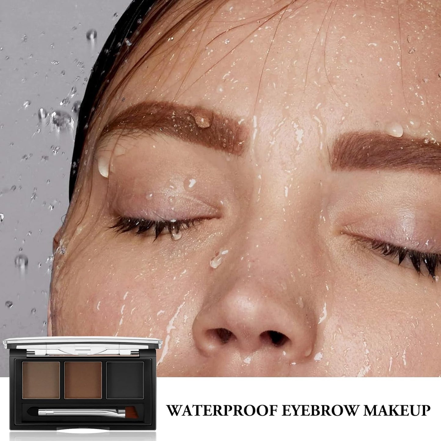 3 Colors Eyebrow Powder Set, Brow Powder Makeup Palette, Defining and Sculpting Brows, Waterproof Eye Contour Kit with Brush Applicator