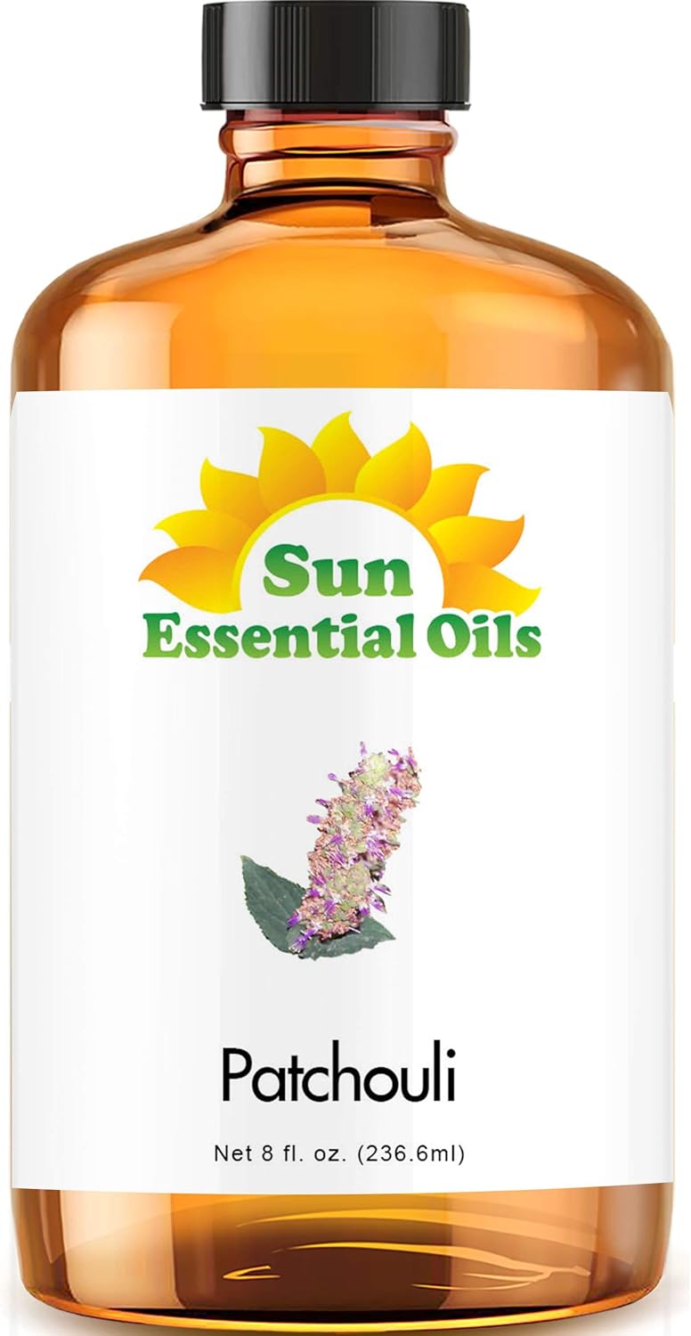 Sun Essential Oils 8oz - Patchouli Essential Oil - 8 Fluid Ounces - Patchouli Oil - Aromatherapy Oils - Patchouli Essential Oil for Candle Making - Patchouli Essential Oil for Diffuser