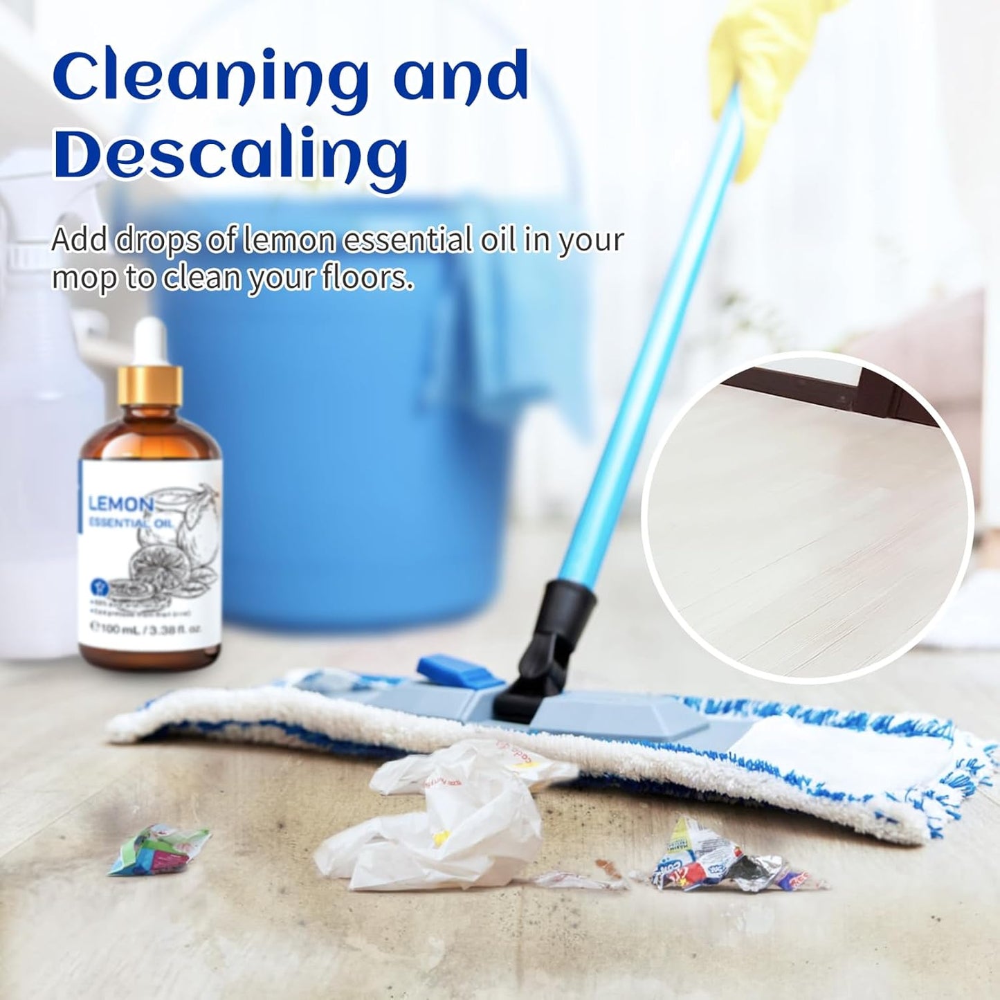 HIQILI Lemon Essential Oil, Household Cleaning, Air Purification, Skin Care, Can be Added to Cleansers, Sprays, Body Lotions Use - 3.38 Fl Oz/100ML