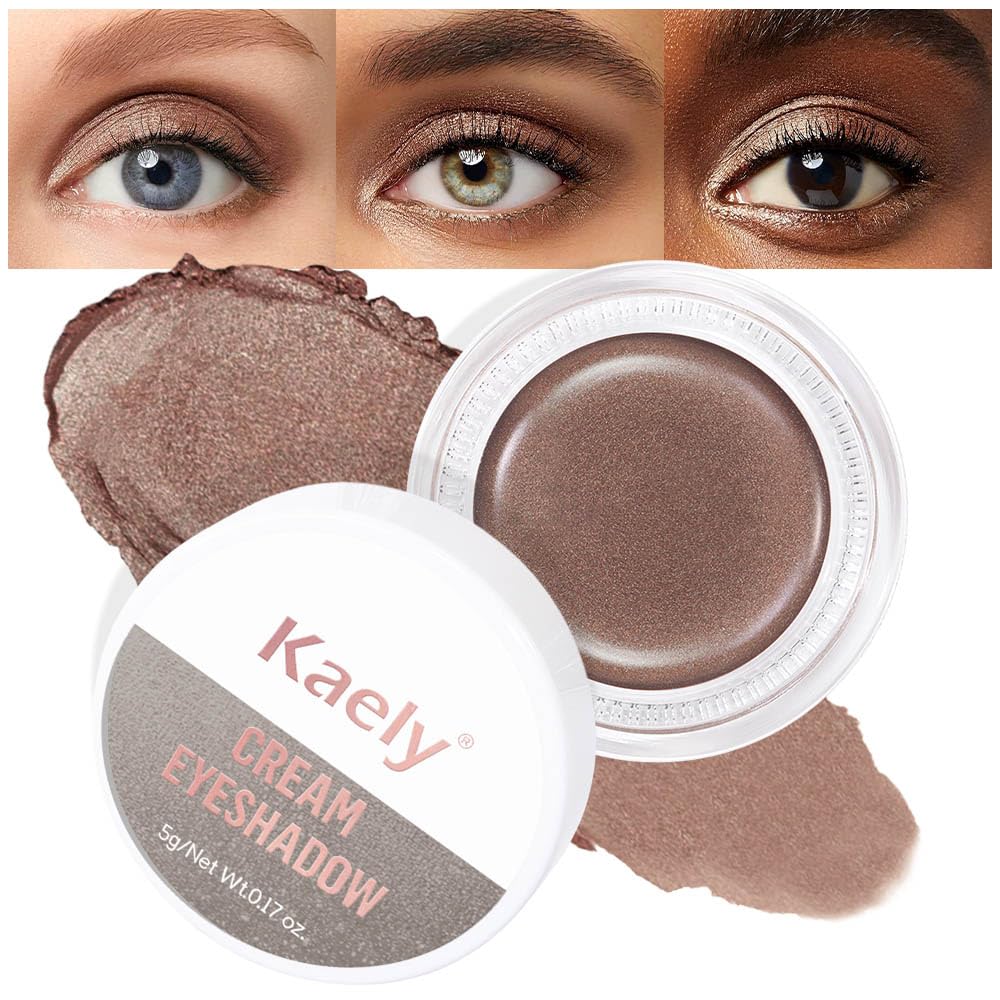 Kaely Single Cream Eyeshadow Pot, Bronze Shimmer Eye Shadow for Older Women High Pigmented Waterproof, Natural Eyeshadow Palette Makeup Brightener, sombras en crema para ojos, Blendable, 20