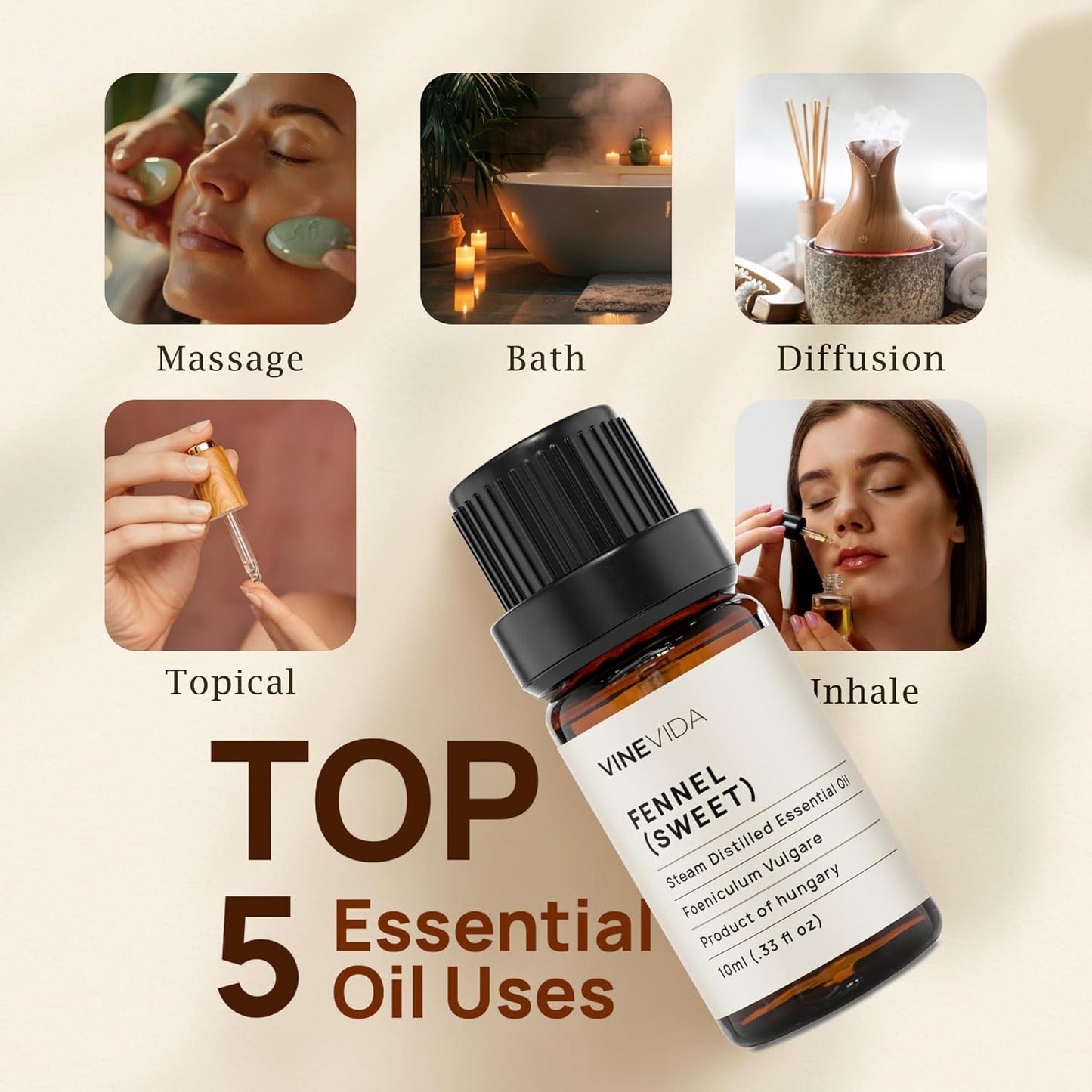 VINEVIDA Fennel Essential Oil - Undiluted, 10 mL - DIY Candle Scents, Safe for Soap Making