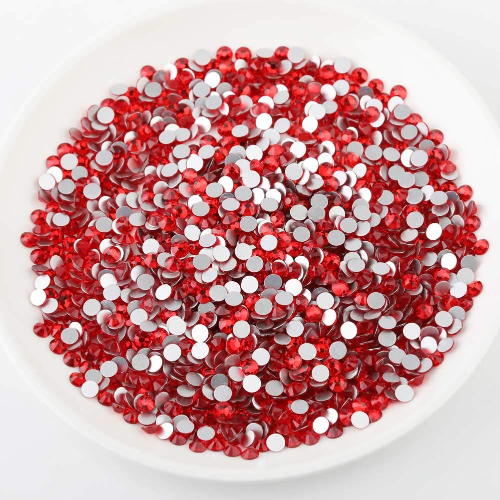 beadsland Flat Back Crystal Rhinestones Round Gems, Light Siam (2.7-2.8mm) SS10/1440pcs