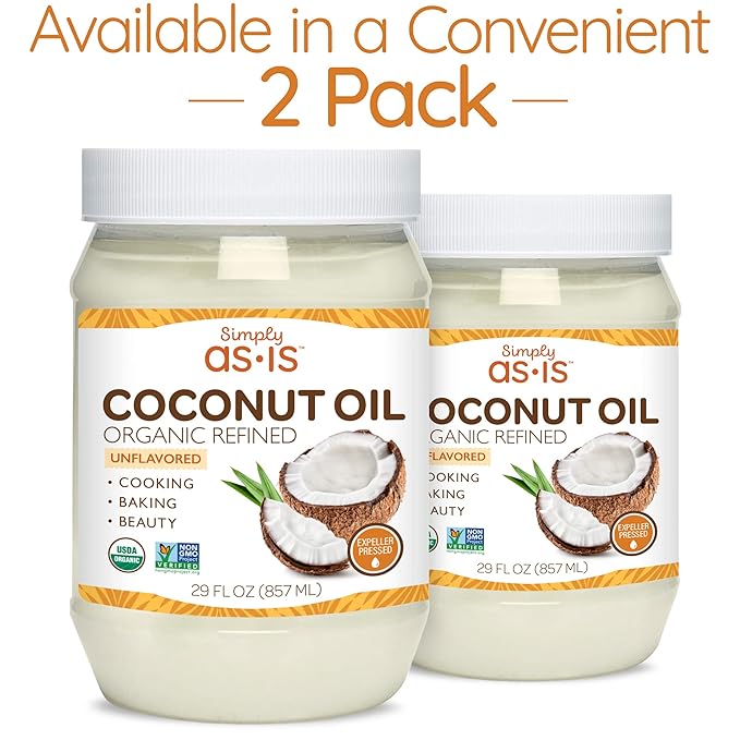 Simply as-is | Organic Refined Coconut Oil for Cooking, Baking & Beauty | Neutral Flavor & Aroma | Expeller-Pressed | 29 fl oz