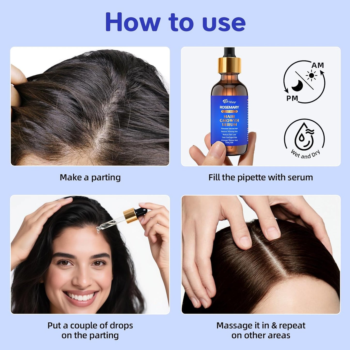 Hair Growth Serum with Rosemary Oil & Saw Palmetto - 100% Natural Plant-Based Formula to Stimulate Follicles, Revive Roots for Visibly Thicker Fuller Hair, Reduce Shedding and Loss For Men & Women