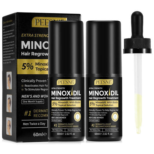 5% Minoxidil for Men and Women Hair Growth Serum, Biotin Hair Growth, Hair Regrowth Treatment for Scalp Hair Loss Hair Thinning for Thicker Longer Fuller Healthier Hair (Pack of 2)
