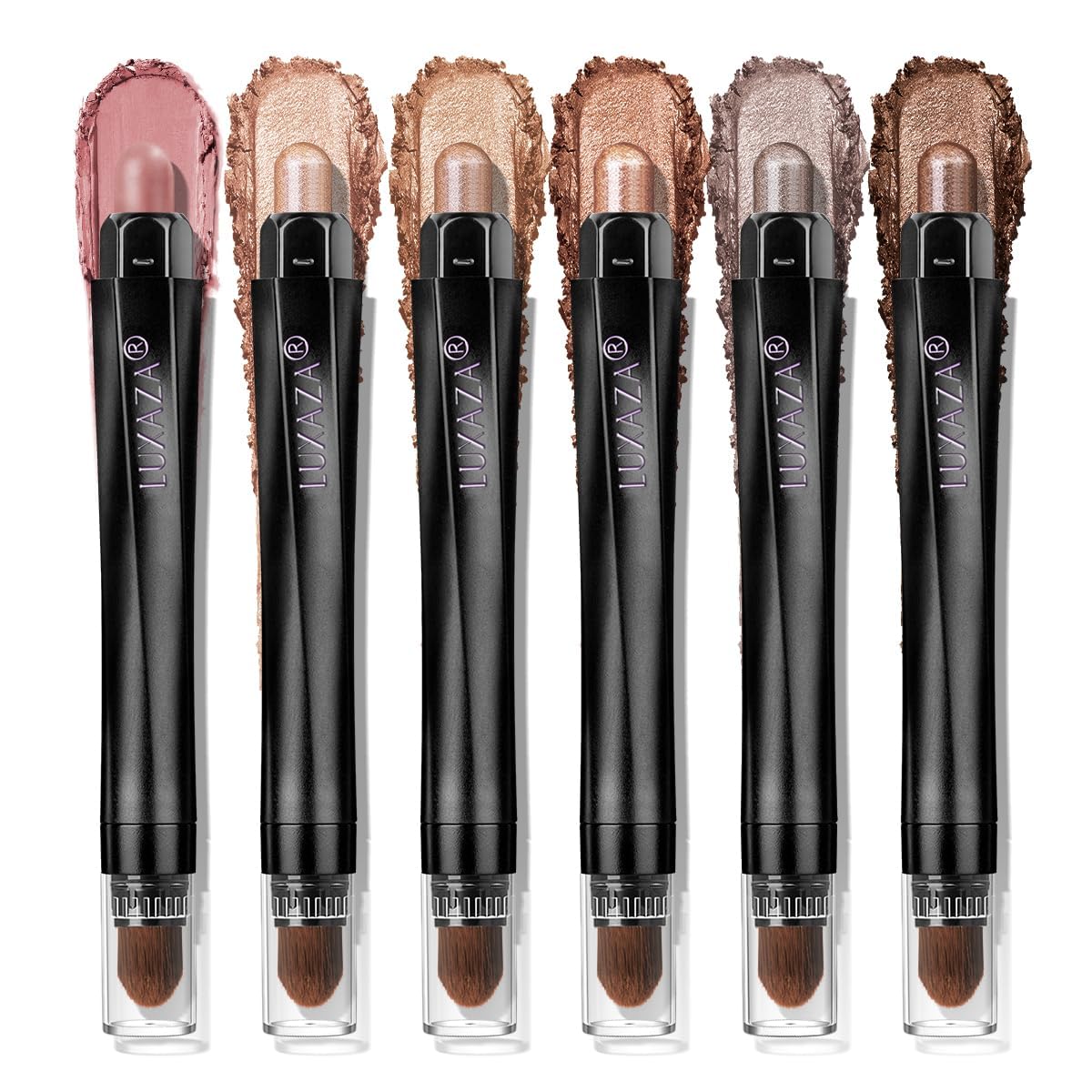 Neutral Eyeshadow Stick Makeup 6PCS Set, Brown Nude Metallic Shimmer Matte Cream Eye Shadow Palette Eyeliner Brightener Pencil Crayon, Halloween Makeup - BROWN CANYON