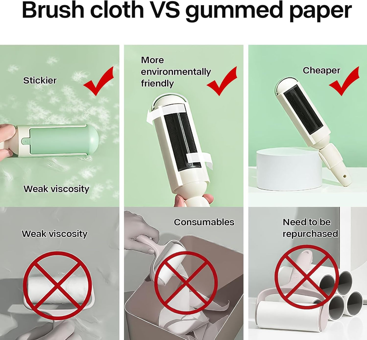 PAKEWAY 2 Pack Pet Hair Removal Tool, Reusable Dog & Cat Fur Remover with Comfy Non-Slip Handle, Portable Lint Roller with Self-Cleaning Base for Couch, Car Seat, Carpet, Bedding