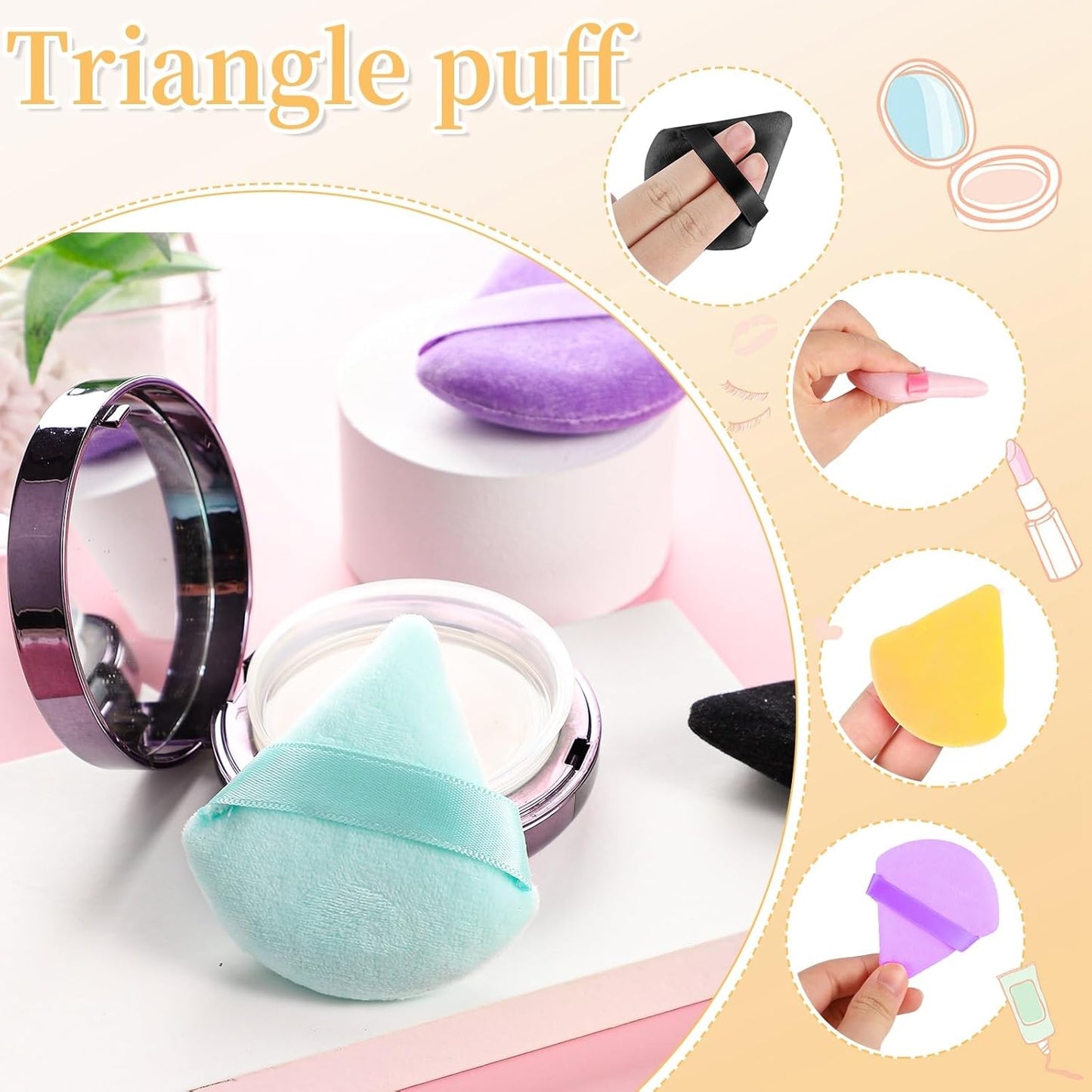 Pimoys 6 Pieces Triangle Powder Puff Soft Makeup Sponge Make Puff for Face Powder Cosmetic Foundation Sponge Makeup Tool