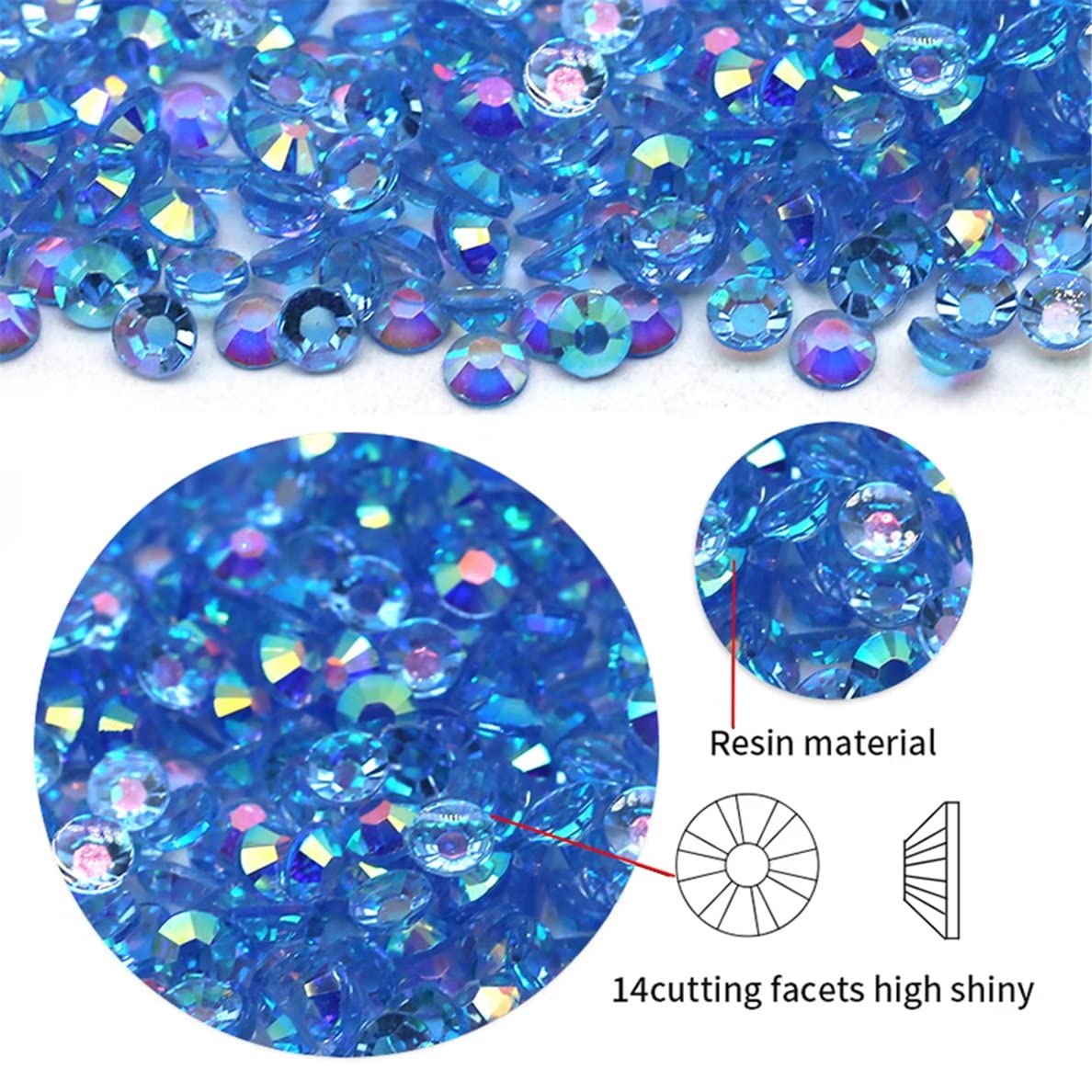 720 Pcs SS30 6mm AB Flatback Rhinestones for Nails Art Crafts Transparent Glitter Round Gems Crystals DIY Clothes Shoes(Clear Sapphire AB)